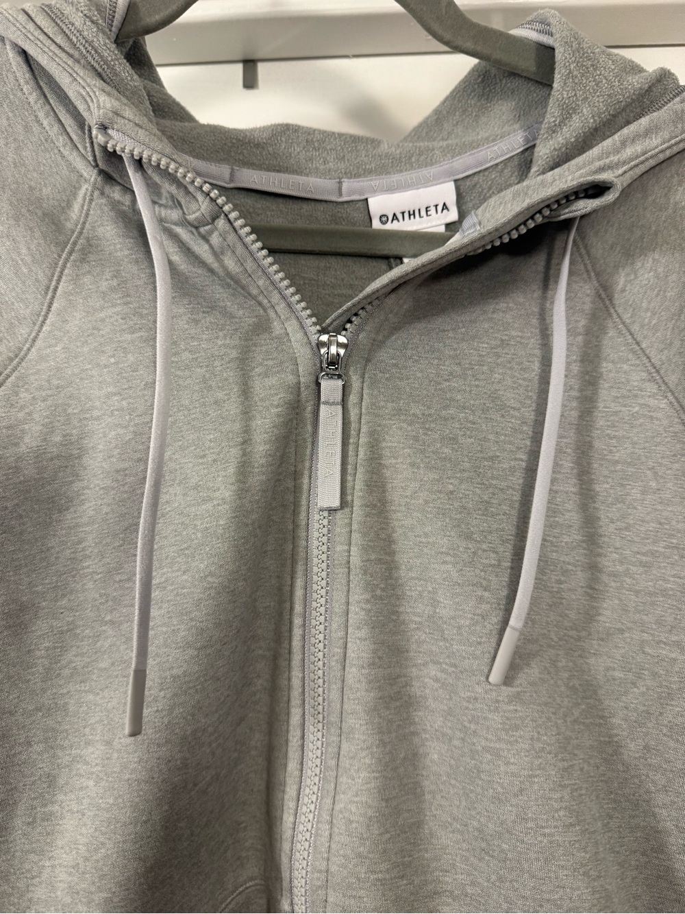 Athleta Light Gray Zip Hoodie with Branded Pull - Picture 6 of 16
